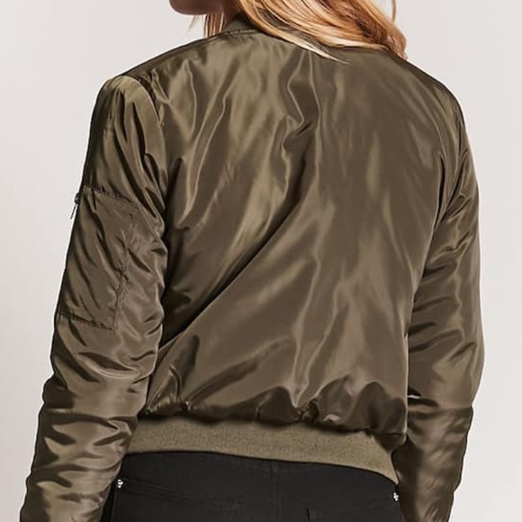 🖤SOLD🖤Forever 21 olive bomber jacket - Picture 2 of 4